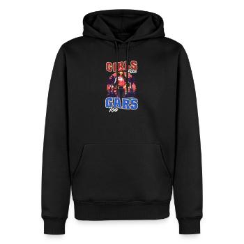 Autobegeisterte Mädchen mögen auch Autos - Männer Premium Bio Hoodie - Schwarz - Vorne - Nico (187cm)