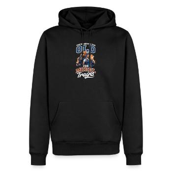 Modelleisenbahn nie zu alt für Modelleisenbahnen - Männer Premium Bio Hoodie - Schwarz - Vorne - Nico (187cm)