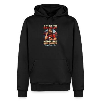 Modélisme ferroviaire Involes modelage café je suis dans - Sweat à capuche Premium bio Homme - noir - Devant - Nico (187cm)