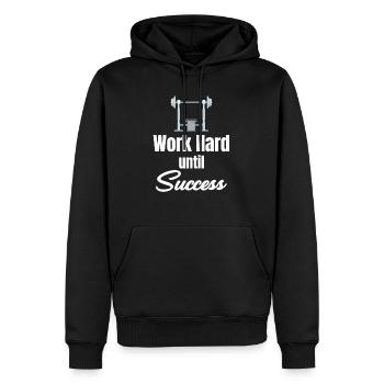 Working Hard To Succeed Fitness Enthusiasts - Men’s Premium Organic Hoodie - black - Front - Nico (187cm)