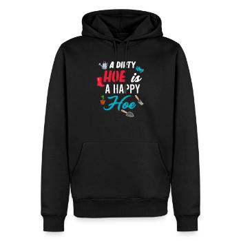 Eine Schmutzige Hacke Ist Eine Glückliche Hacke - Männer Premium Bio Hoodie - Schwarz - Vorne - Nico (187cm)