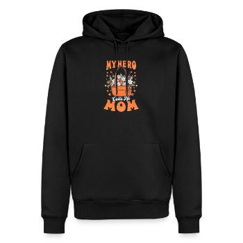 Le héros de la sensibilisation à la leucémie m’appelle maman - Sweat à capuche Premium bio Homme - noir - Devant - Nico (187cm)