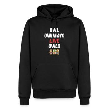 Hibou Owlways Love Hiboux Halloween Costume Oiseaux - Sweat à capuche Premium bio Homme - noir - Devant - Nico (187cm)