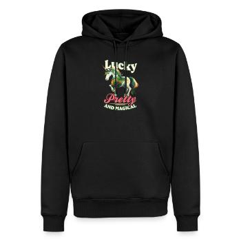 Licorne irlandaise St Patricks chanceux et magique - Sweat à capuche Premium bio Homme - noir - Devant - Nico (187cm)