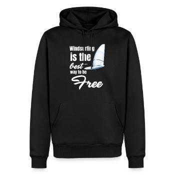 Windsurfen Ist Der Beste Weg, Um Frei Zu Sein. - Männer Premium Bio Hoodie - Schwarz - Vorne - Nico (187cm)