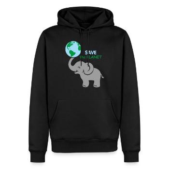 Baby elephant holding the globe - Men’s Premium Organic Hoodie - black - Front - Nico (187cm)