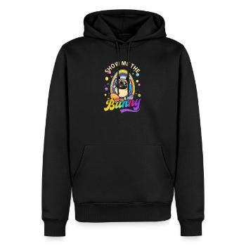 Christian Easter Show Me The Bunny Pug - Men’s Premium Organic Hoodie - black - Front - Nico (187cm)