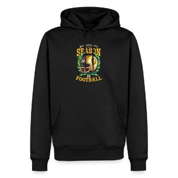 La saison préférée des amateurs de football est Football - Sweat à capuche Premium bio Homme - noir - Devant - Nico (187cm)