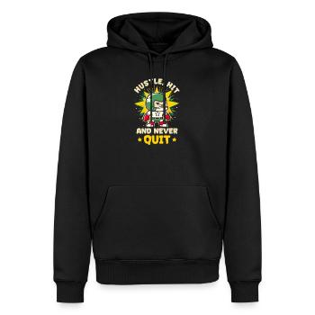 L’amateur de football n’a jamais abandonné - Sweat à capuche Premium bio Homme - noir - Devant - Nico (187cm)