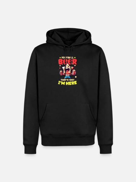 Fußballliebhaber Fußballbier Warum hier - Männer Premium Bio Hoodie - Schwarz