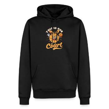 Basketball Ostern Das ist unser Hof-Osterhase - Männer Premium Bio Hoodie - Schwarz - Vorne - Nico (187cm)