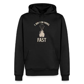 I'm Coming Quickly Funny Train Driver Machinist - Men’s Premium Organic Hoodie - black - Front - Nico (187cm)