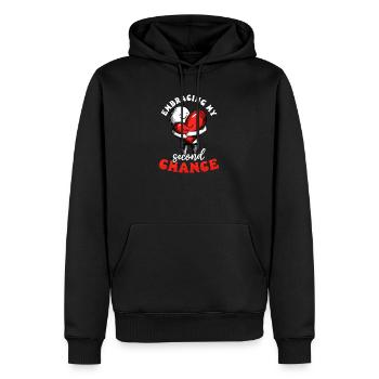 Schlaganfall-Überlebender nutzt meine zweite Chance - Männer Premium Bio Hoodie - Schwarz - Vorne - Nico (187cm)