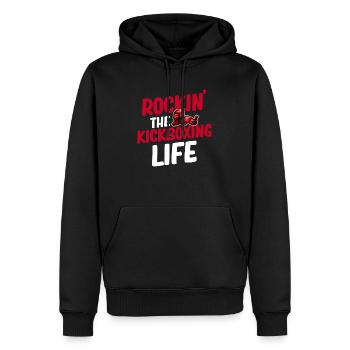 Rockin' The Kickboxing Life Kampfsportboxer - Männer Premium Bio Hoodie - Schwarz - Vorne - Nico (187cm)
