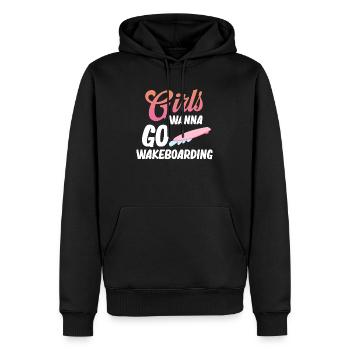 Mädchen Wollen Wakeboarden, Bootfahren, - Männer Premium Bio Hoodie - Schwarz - Vorne - Nico (187cm)