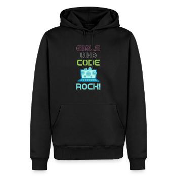 Girls who code, rock! Programmer - Men’s Premium Organic Hoodie - black - Front - Nico (187cm)