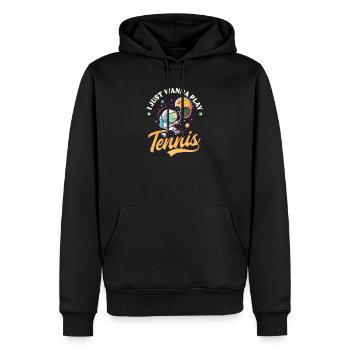 Joueur de tennis Astronaute Je veux juste jouer - Sweat à capuche Premium bio Homme - noir - Devant - Nico (187cm)