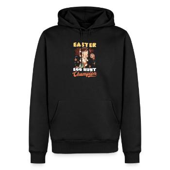Champion de la chasse aux œufs de Pâques de volley-ball - Sweat à capuche Premium bio Homme - noir - Devant - Nico (187cm)