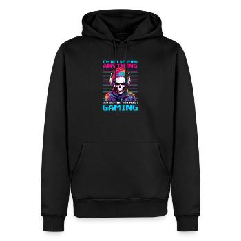 Je suis un joueur vidéo qui ne nie rien - Sweat à capuche Premium bio Homme - noir - Devant - Nico (187cm)