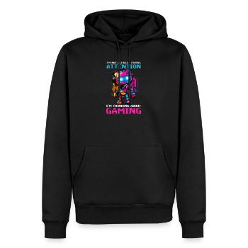 Je suis un joueur vidéo qui ne fait pas attention - Sweat à capuche Premium bio Homme - noir - Devant - Nico (187cm)