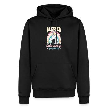 La sensibilisation au cancer du poumon appelée survivante - Sweat à capuche Premium bio Homme - noir - Devant - Nico (187cm)