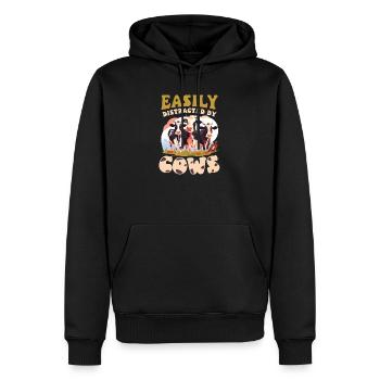 Éleveur de vaches distrait par les vaches - Sweat à capuche Premium bio Homme - noir - Devant - Nico (187cm)