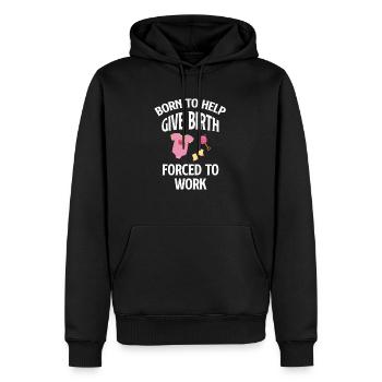 Né pour aider à l’accouchement, forcé de - Sweat à capuche Premium bio Homme - noir - Devant - Nico (187cm)