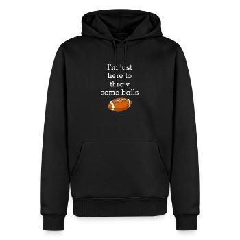 Je suis juste là pour lancer des balles - Sweat à capuche Premium bio Homme - noir - Devant - Nico (187cm)