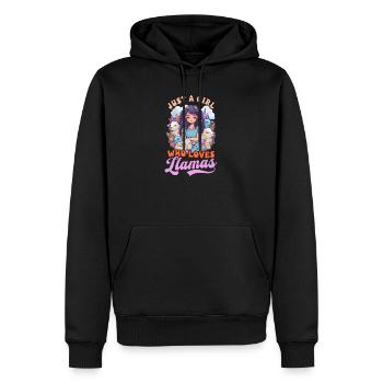 Llama Lover Girl Loves Llamas - Men’s Premium Organic Hoodie - black - Front - Nico (187cm)