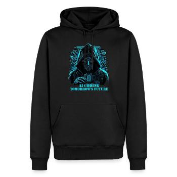 Codierung der Zukunft mit künstlicher Intelligenz - Männer Premium Bio Hoodie - Schwarz - Vorne - Nico (187cm)