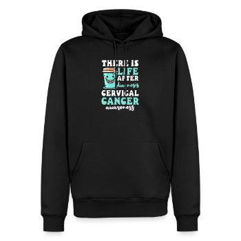 Bewusstsein für Gebärmutterhalskrebs Das Leben nach der Diagnose - Männer Premium Bio Hoodie - Schwarz - Vorne - Nico (187cm)