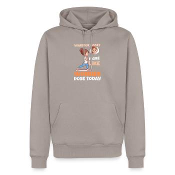 Yoga Instructor More Like Worrier Pose Today - Men’s Premium Organic Hoodie - taupe - Front - Nico (187cm)