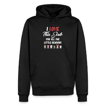 Ich Liebe Diesen Job Aus All Den Kleinen Gründen - Männer Premium Bio Hoodie - Schwarz - Vorne - Nico (187cm)