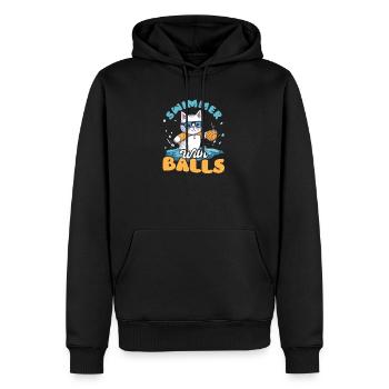Nageur de water-polo avec des ballons - Sweat à capuche Premium bio Homme - noir - Devant - Nico (187cm)