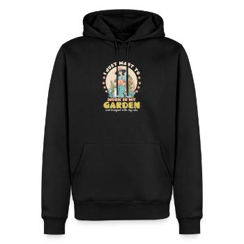 Paysagiste Jardinage Travail Dans Le Jardin Accrocher Avec Des Chats - Sweat à capuche Premium bio Homme - noir - Devant - Nico (187cm)