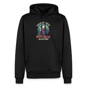 Rockmusik, befeuerter Kaffee, Heavy Metal, Schimpfwörter - Männer Premium Bio Hoodie - Schwarz - Vorne - Nico (187cm)
