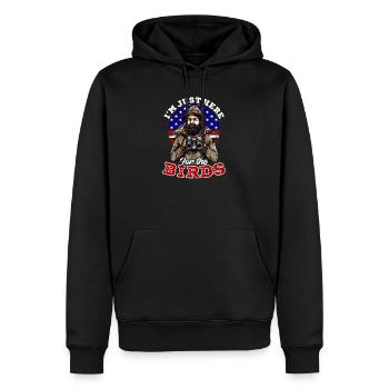 Birdwatcher ici pour les oiseaux - Sweat à capuche Premium bio Homme - noir - Devant - Nico (187cm)