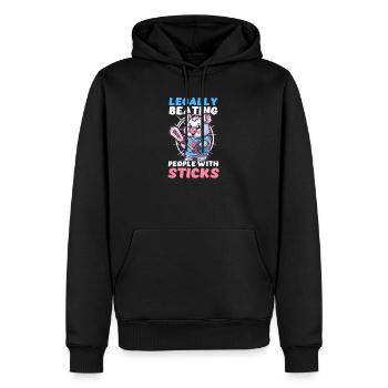 Lacrosse-Trainer verprügelt Menschen legal - Männer Premium Bio Hoodie - Schwarz - Vorne - Nico (187cm)