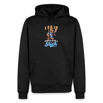 Lacrosse Coach Beat People Stick Bär - Männer Premium Bio Hoodie - Schwarz - Vorne - Nico (187cm)