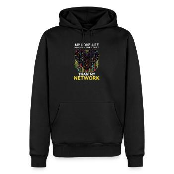 Network Engineering Love Less Connectivity Network - Men’s Premium Organic Hoodie - black - Front - Nico (187cm)