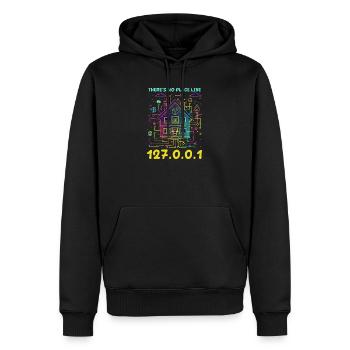 Network Engineering There's No Place Like 127.0.0. - Men’s Premium Organic Hoodie - black - Front - Nico (187cm)