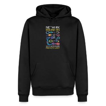 Network Engineering Do It with Fewer Packets Lost - Men’s Premium Organic Hoodie - black - Front - Nico (187cm)