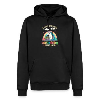 Journée du crochet sans crochet Pas de journée - Sweat à capuche Premium bio Homme - noir - Devant - Nico (187cm)
