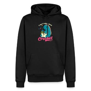 Penser au crochet - Sweat à capuche Premium bio Homme - noir - Devant - Nico (187cm)