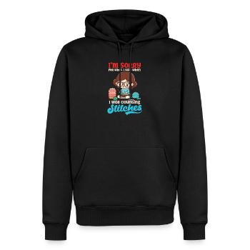 Crocheter désolé, je comptais les points - Sweat à capuche Premium bio Homme - noir - Devant - Nico (187cm)