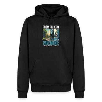 Observation des oiseaux en milieu urbain depuis la chaussée du parc - Sweat à capuche Premium bio Homme - noir - Devant - Nico (187cm)