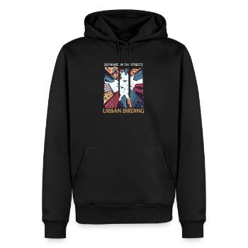 Observation des oiseaux urbains vers le ciel dans les rues Urban Birdin - Sweat à capuche Premium bio Homme - noir - Devant - Nico (187cm)