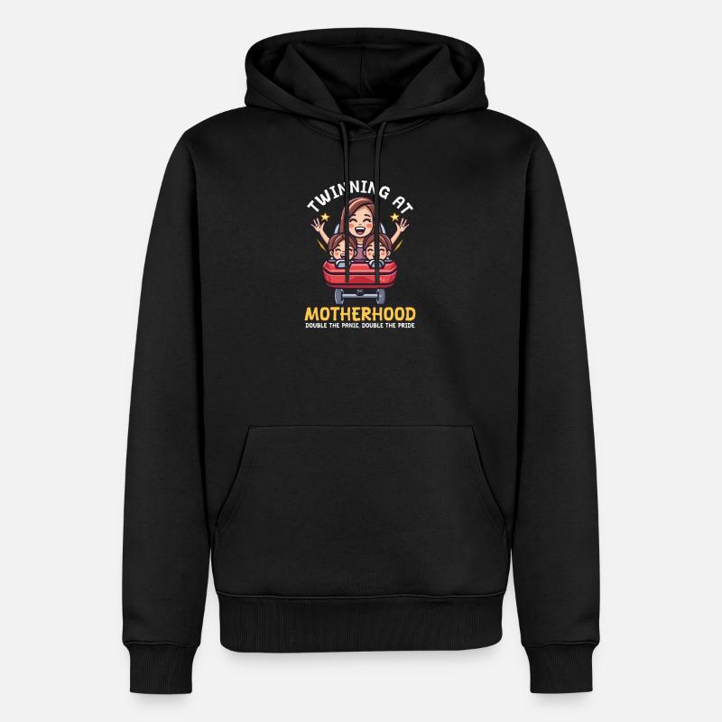 Zwillingsmutter: Doppelte Panik, doppelter Stolz - Männer Premium Bio Hoodie - Schwarz