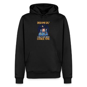 Schlaflosigkeit bei Keksliebhabern? Kekszeit spät in der Nacht - Männer Premium Bio Hoodie - Schwarz - Vorne - Nico (187cm)