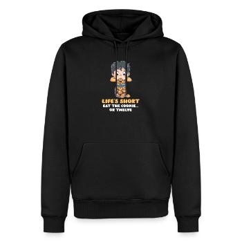 La vie des amoureux des cookies est courte, mangez des cookies ou douze - Sweat à capuche Premium bio Homme - noir - Devant - Nico (187cm)